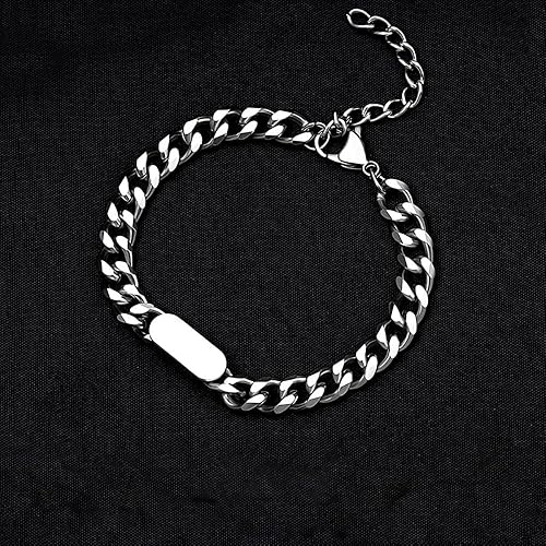 Miniatura 7 de Pulseras cubanas vintage de acero inoxidable para hombresdelicado dije de cadena cubana de eslabones cubanos para mujer, hecha a mano, gruesa,