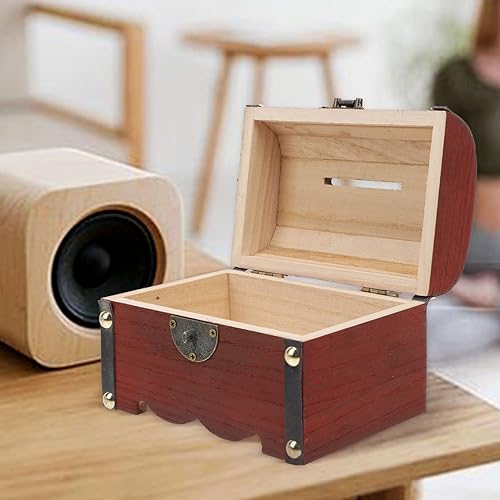 Miniatura 8 de Caja de almacenamiento de madera con cerradura de casillero, 1 unidad, caja de madera de ahorro, alcancía para niños, caja de alcancía para niños,