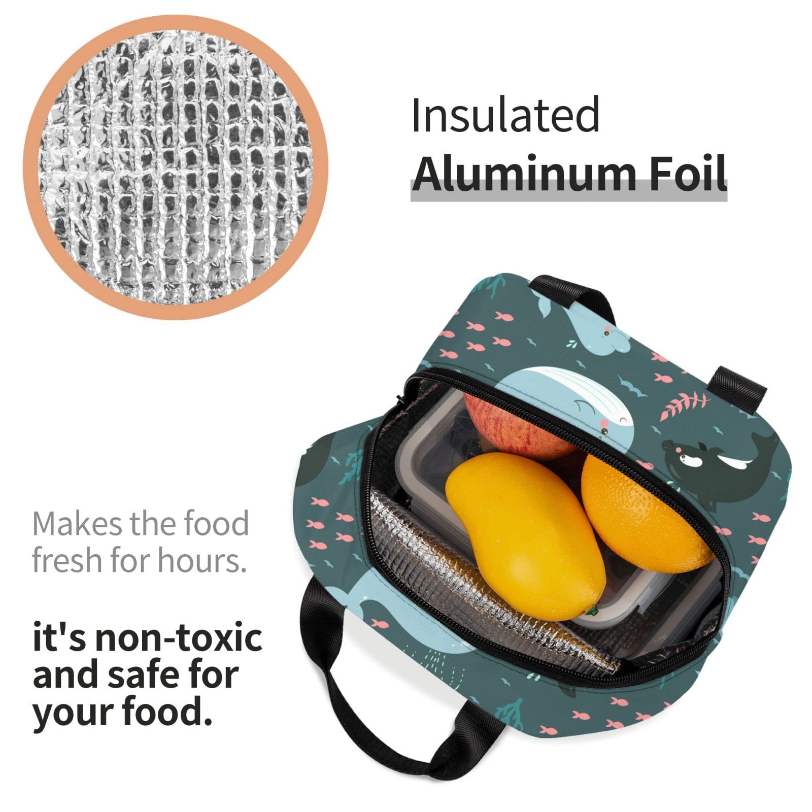 KOBLEN Delfin-Lunch-Tasche – Isoliert, 24,9x17x22,6 Cm, Mit Vordertasche, Wasserdicht, Für Arbeit & Picknick
