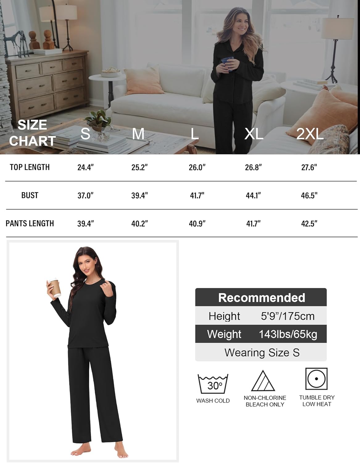 1/2/3 Pack Women's Pajama Set Long Sleeve Top and Pants Comfy Lounge Sleepwear Set Soft Loungewear Pjs with Pockets - Image 6