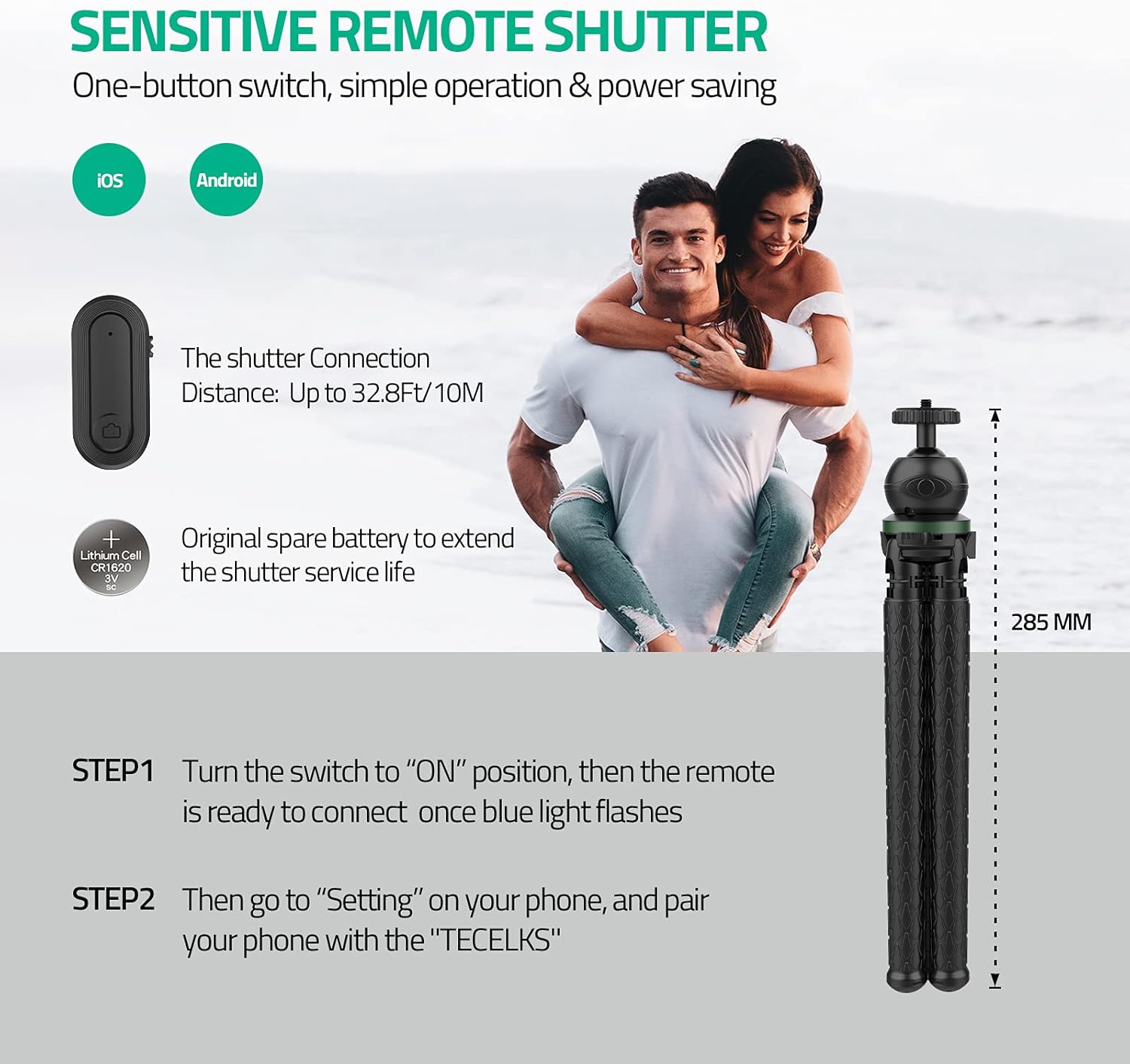 Free Shipping 🛒 Mini Tripod with Premium Legs, TECELKS Flexible Tripod with High Toughness for DSLR/Sports Camera, Portable Phone Tripod Stand with Upgraded Wireless Shutter, Suitable for Travel, Selfie, Vlogging
