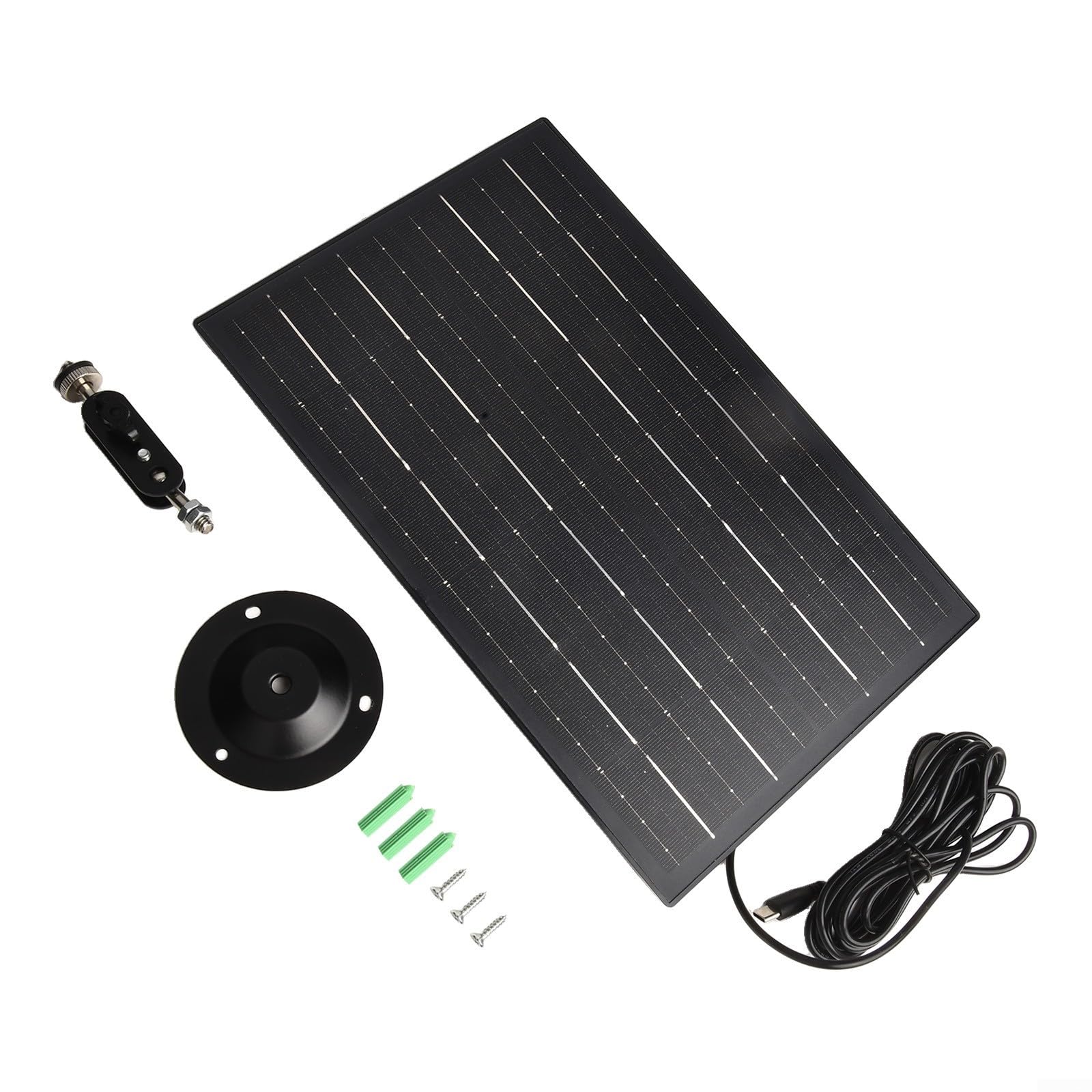 Besttoolifes Panel słoneczny do kamery bezpieczeństwa, panel słoneczny USB 10 W do kamery bezpieczeństwa DC 5 V, port USB i USB-C, wodoodporna ładowarka solarna IP65 do kamery z regulowanym montażem