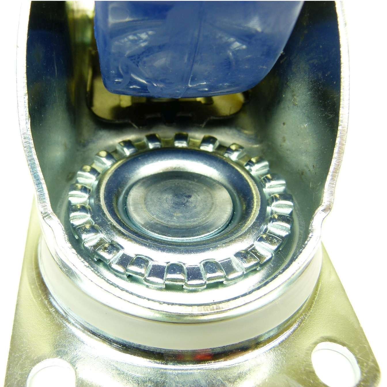 1 Satz 125mm Blue Wheels Lenkrollen mit Bremse/Feststellbremse + Bockrollen, Transportrollen Blau, 200kg / Rad - INDUSTRIEQALITÄT (2x Brems + 2x Bock)