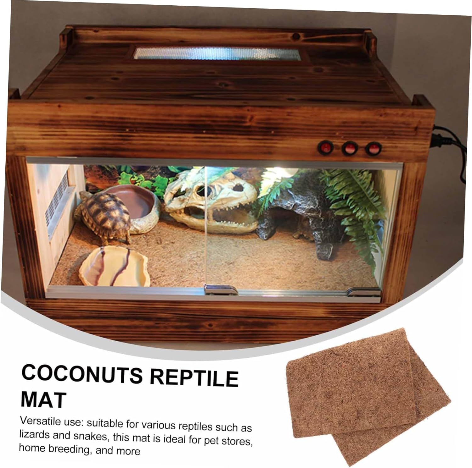 BESPORTBLE 4pcs Coconut Fiber Mat Terrarium Bearded Dragon Decor Leopard Gecko Accessories Reptile Carpet Coir Liner
