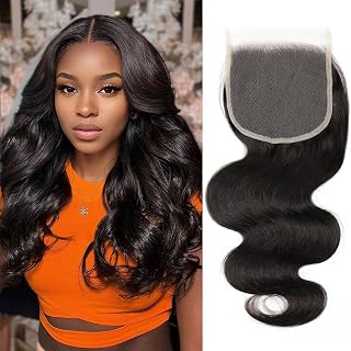5x5 HD Lace Closure Human Hair Body Wave Transparent HD Lace Closure Human Hair Pre- plucked Natural Hairline (10Inch,Natural Color)