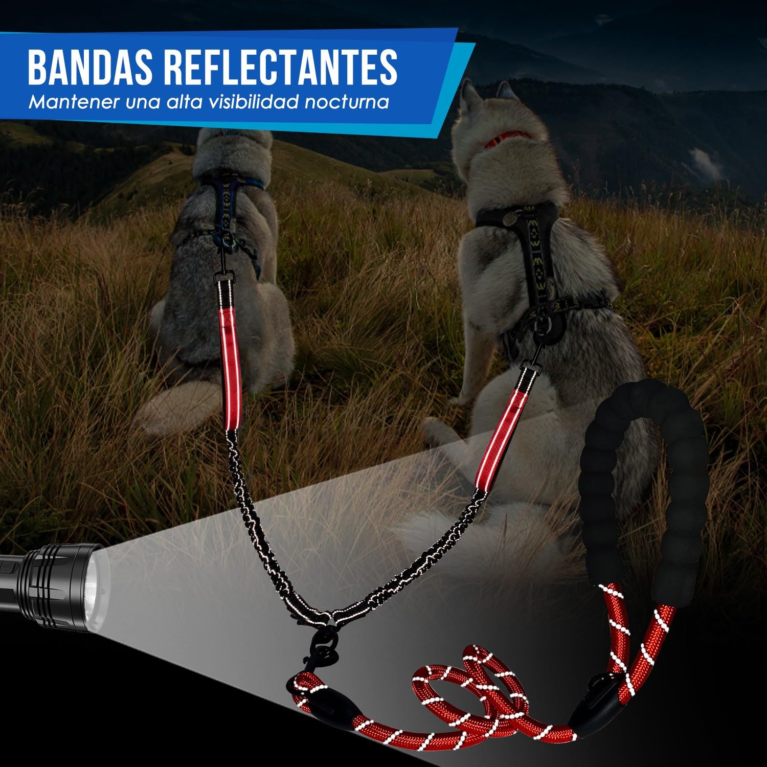 SlowTon Doble Correa para Perros sin enredos - Cable Reflectante Giratorio de Alta Resistencia Giratorio de 360 °, Entrenamiento para Caminar Amortiguador para 2 Perros medianos pequeños