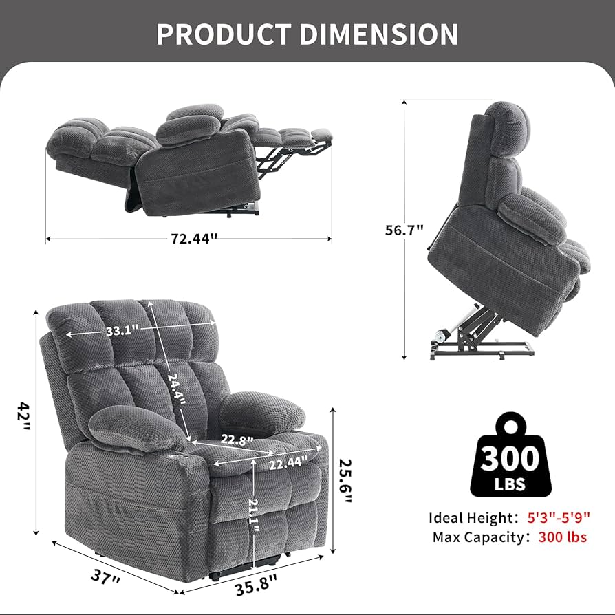 Amazon.com: Zuacs Dual Motor Power Lift Recliner Chair for Elderly