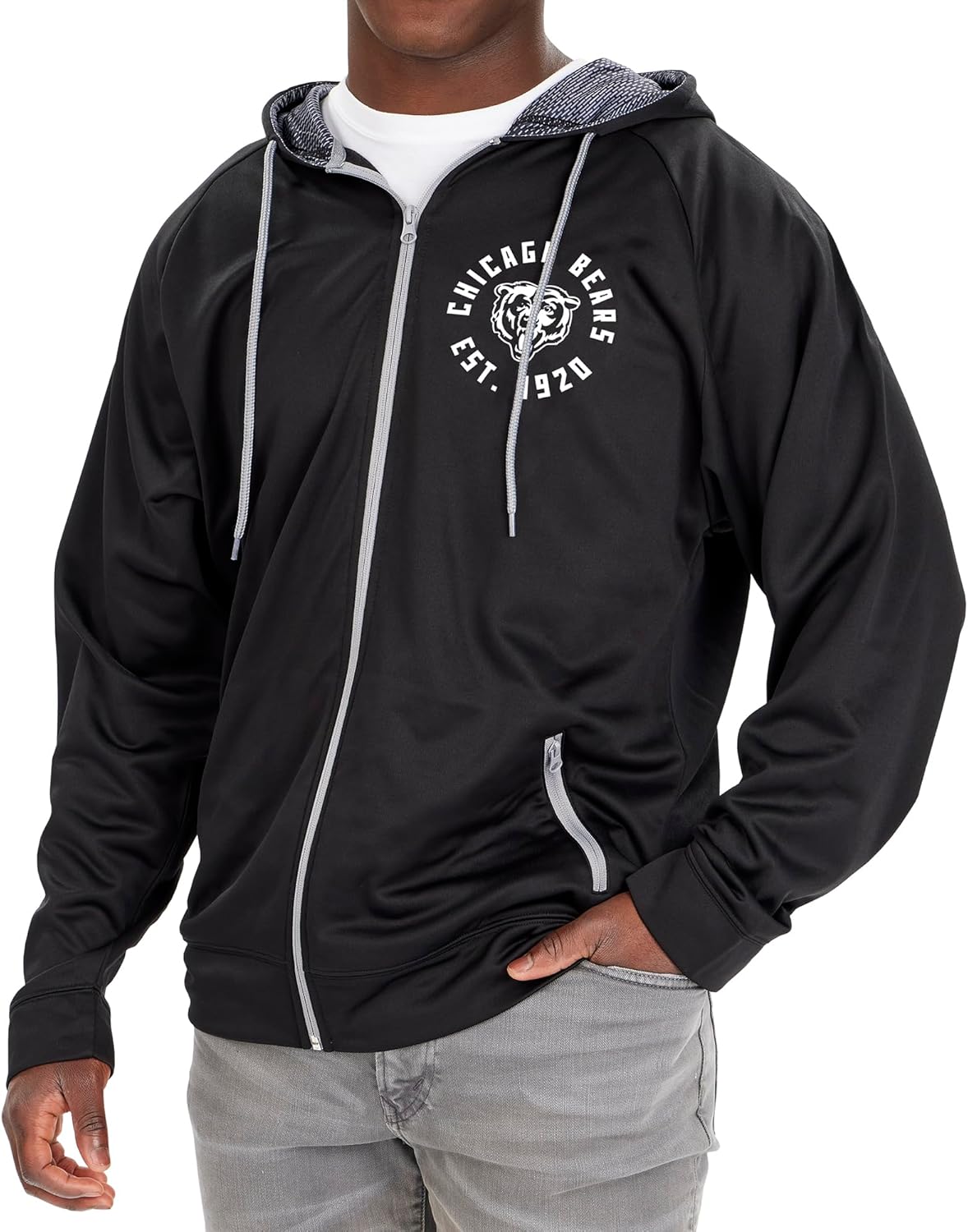 Zubaz NFL Men's Full Zip Raglan Hoodie with Viper Print Details (Small - 5X-Large)