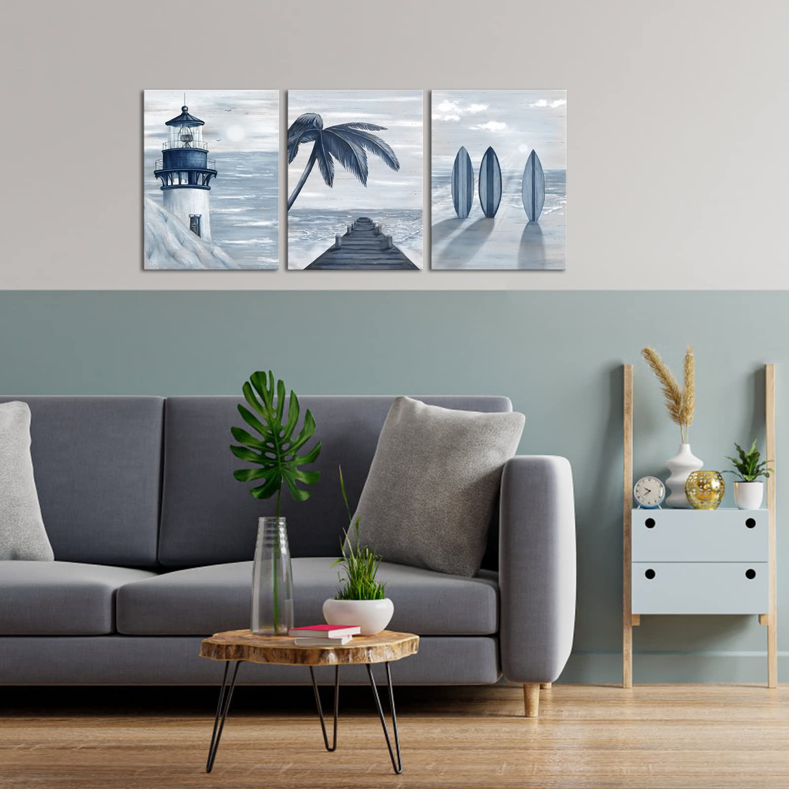 HOMEOART Blue Beach Wall Art Prints Ocean Pier Coastal Dock -2 HOMEOART Blue Beach Wall Art Prints Ocean Pier Coastal Dock -2