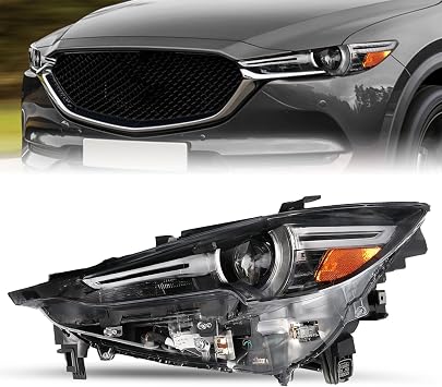 SOCKIR Projector Headlight Assembly Fit for 2017-2021 Mazda CX-5 with AFS LED DRL OE Style Headlamp Replacement Driver Left Side
