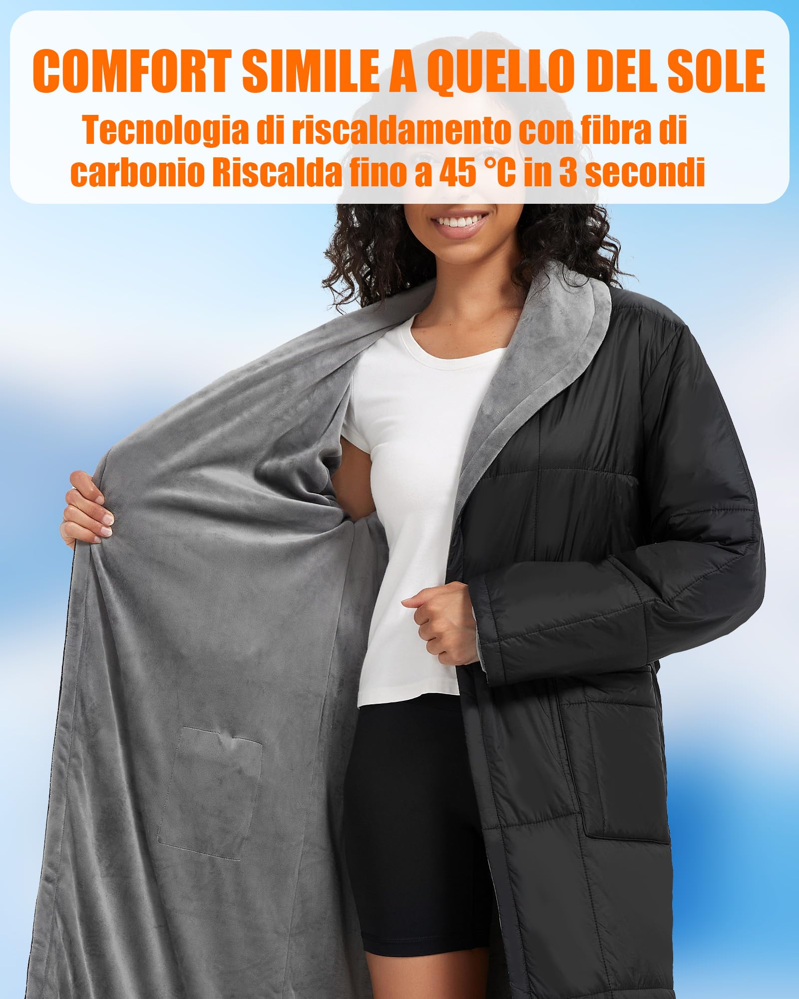 Coperta Elettrica con Maniche 20000mAh 7.4V per Uomo e Donna – Coperta con Maniche Riscaldante Portatile con Tecnologia di Riscaldamento Migliorata per Casa