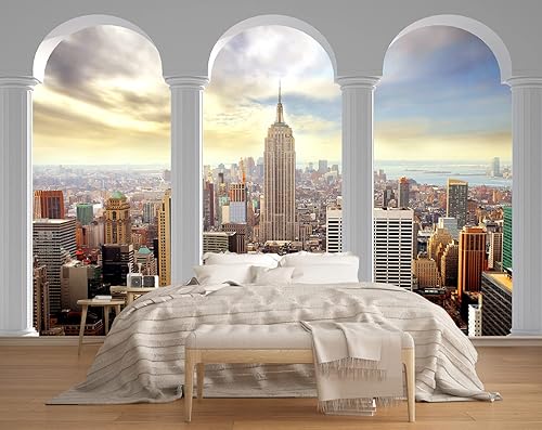 Papel tapiz 3D de ciudad dentro de la puerta, mural de pared para sala de estar, dormitorio, sala de música (no se pega ni se pega)