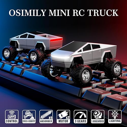 Miniatura 2 de Mini auto a control remoto para niños, juguete de aleación a escala 164, camión RC de 2.4 GHz, juguete de camión monstruo de control remoto, regalo