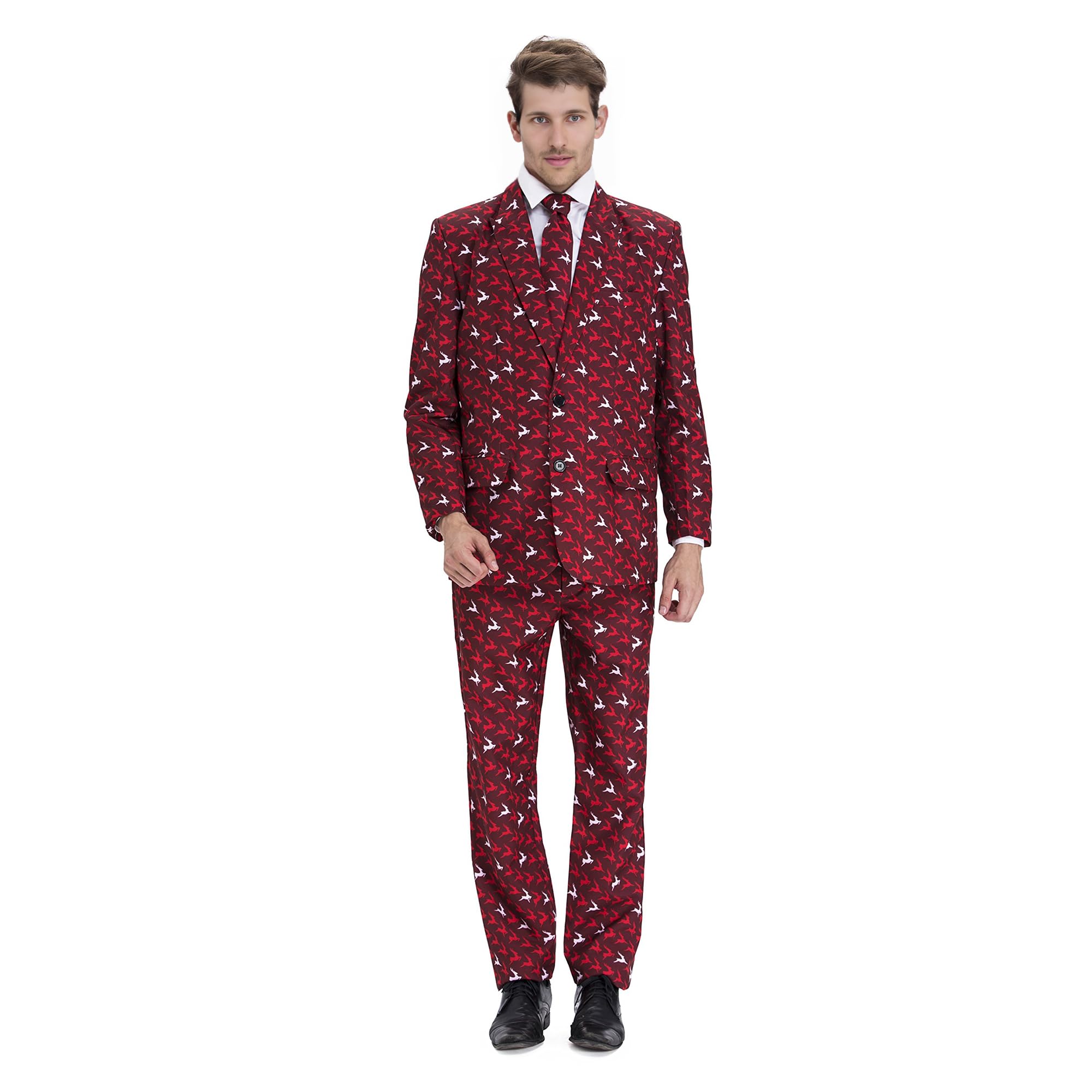 The Fancy Dress Adults Christmas Suit - Mens Funny Xmas Jacket & Pants Novelty Christmas Clothes Outfit UK (UK, Alpha, L, Regular, Regular, Design 7)
