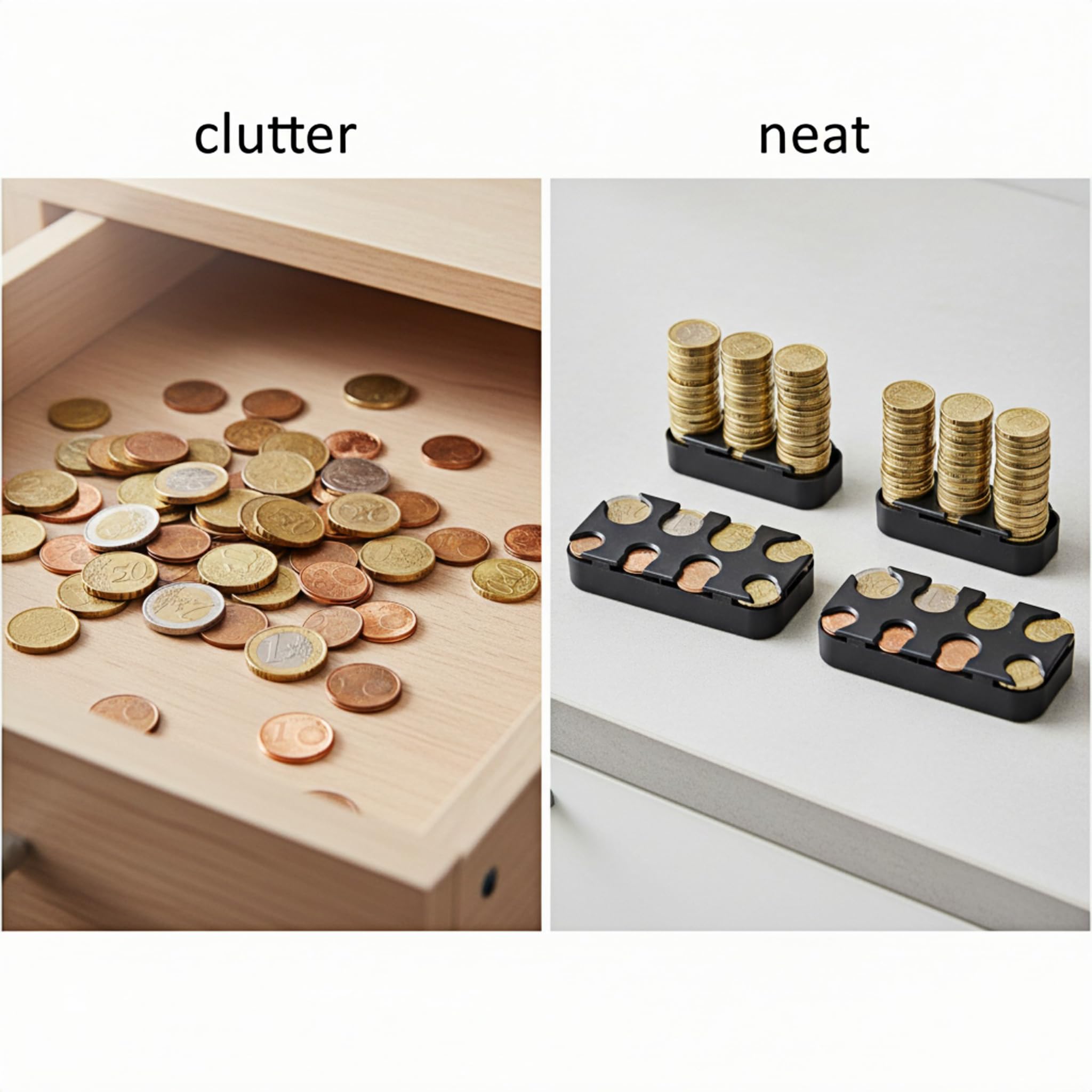 MOLIMOLI Clasificador Monedas Coche Portamonedas 8 Compartimentos Euro Almacenamiento Plástico