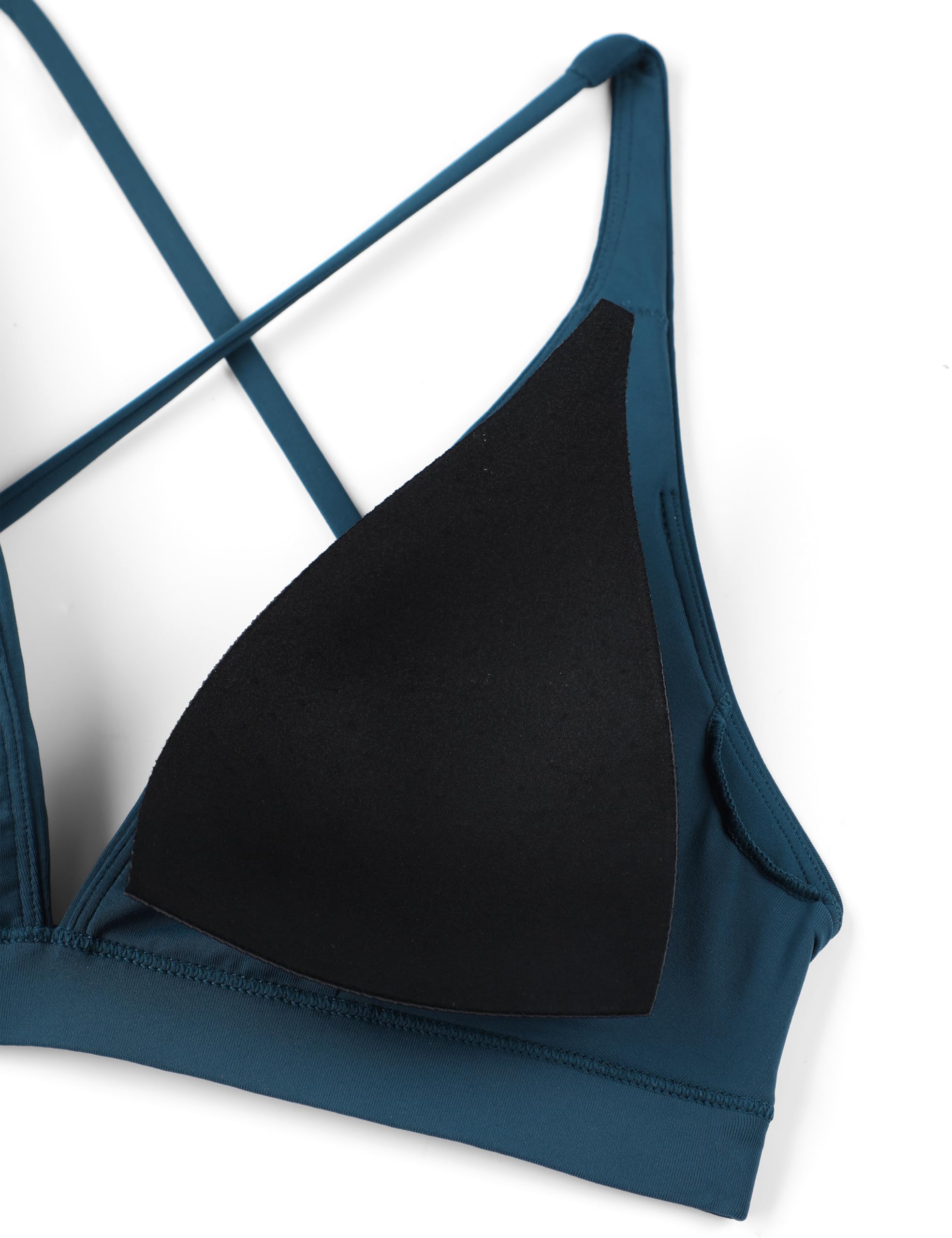 CRZ YOGA Top de Bikini para Mujer con Escote en V y Espalda Cruzada Top de Traje de baño Acolchado