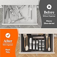 Vista 8 de Lifewit Utensil Organizer for Kitchen Drawer, Expandable Cooking Silverware Tray, Adjustable Cutlery Flatware Holder, Plastic Spatula Tools Storage