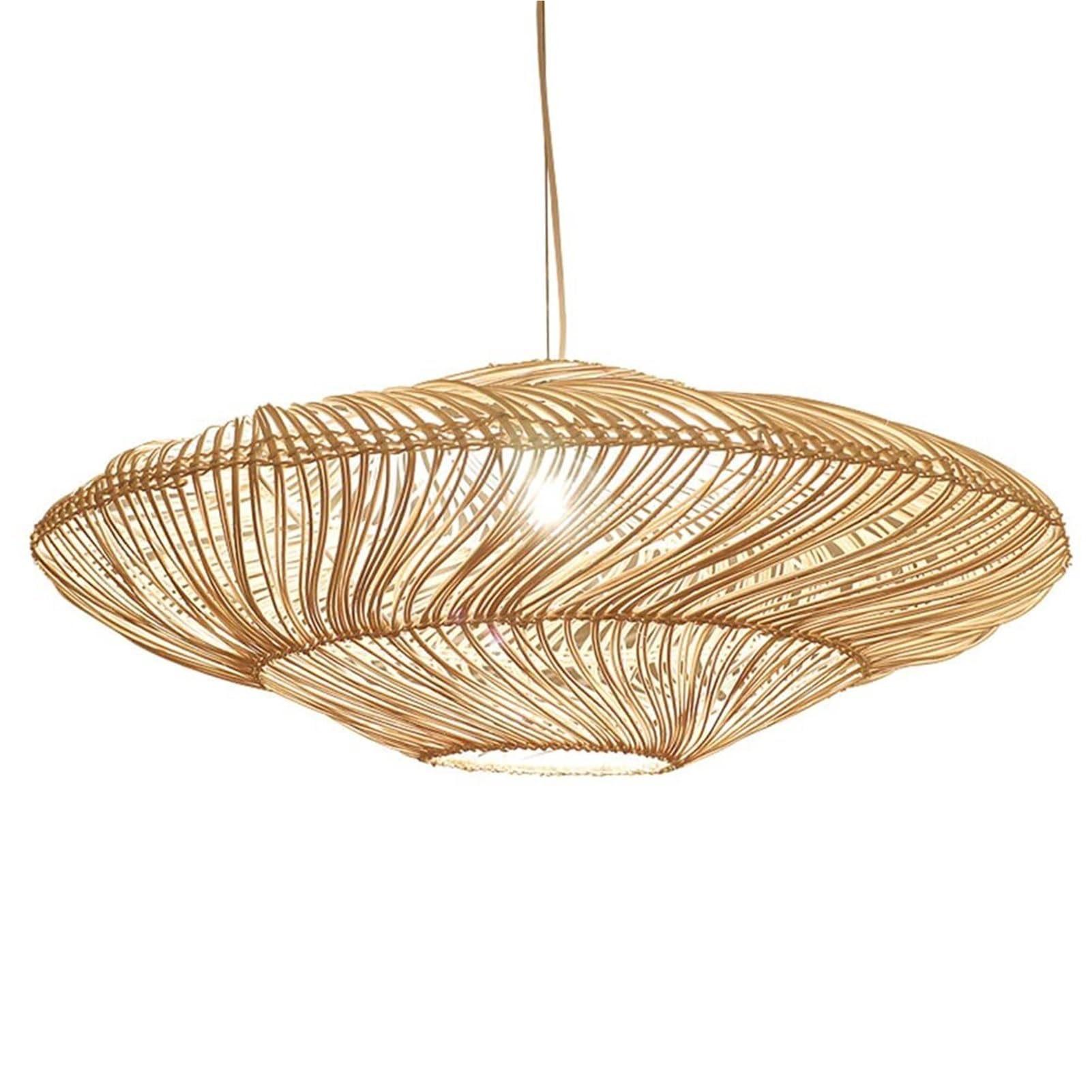 KBUUKYYXouy Flying Saucer Irregular Vine Braided Pendant Lamp Chandelier Hanging Lighting Ceiling Fixture Natural Wicker Rattan Creative Side Glow for Rustic Corridor Living Room Dining(19.7in)