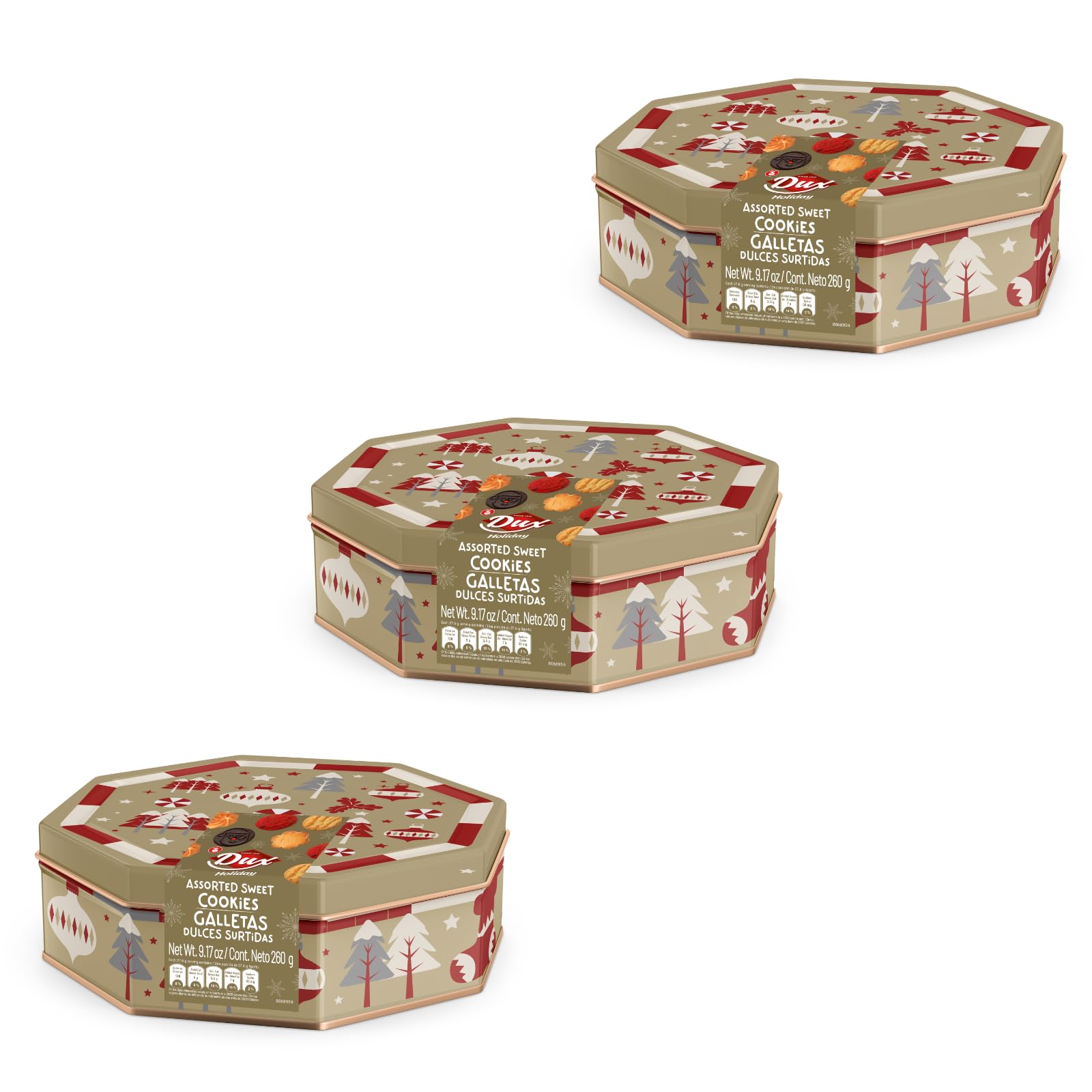 Amazon.com: Dux Holiday Cookies Octagonal Tin, 3-Pack Assorted