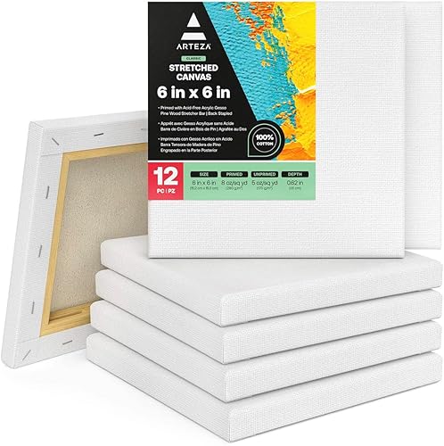 Miniatura 9 de ARTEZA Lienzo estirado de alta calidad, 11 x 14 pulgadas, paquete de 8, tableros de lienzo blanco en blanco para pintura acrílica, óleo y gouache
