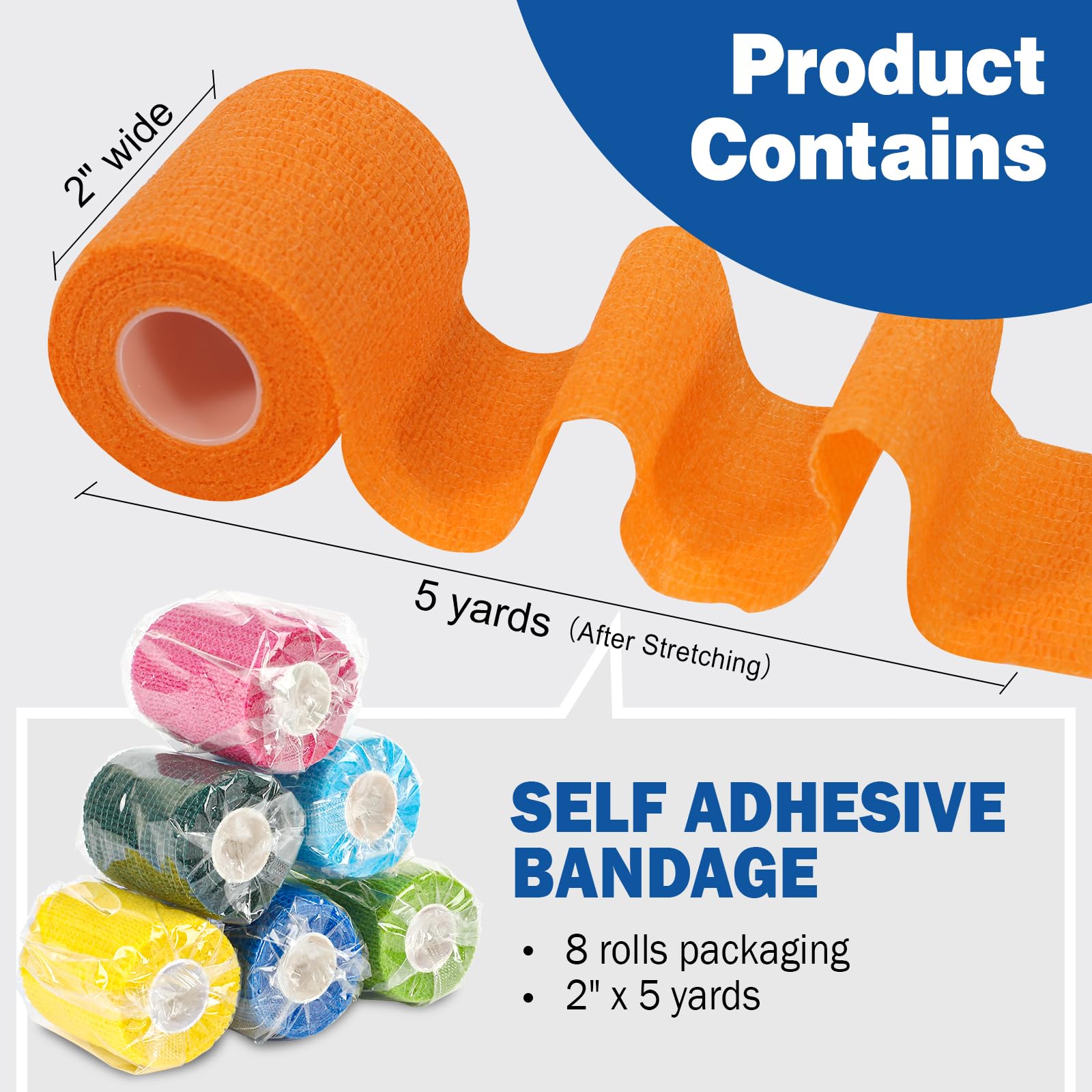 AZEN 8 Pack Self Adhesive Bandage Wrap, 2