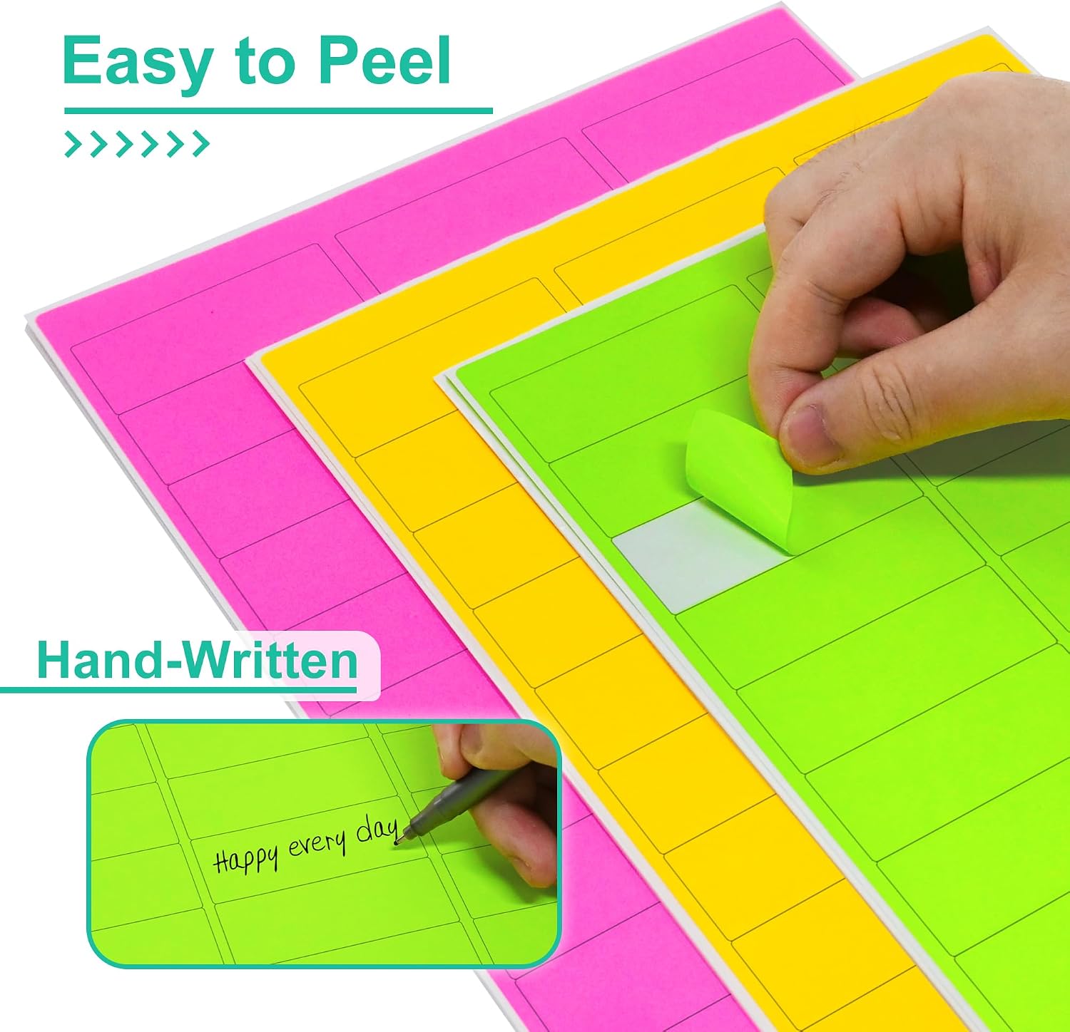 LLIKED 1" x2-5/8 Assorted Fluorescent Address Labels 900 Labels 30 Sheets image 2