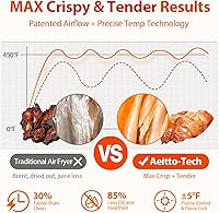 Vista 4 de Aeitto® Horno freidora de aire PRO grande de 32 cuartos Combo de horno tostador con rotisserie, deshidratador y accesorios completos freidora