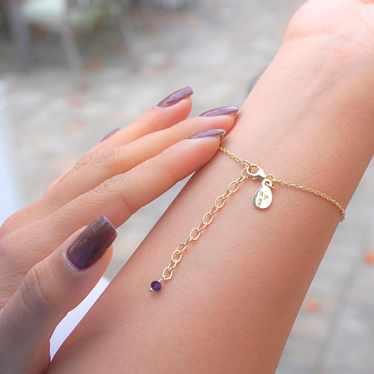 Handmade Crystal Beads Bracelet with Chain (Faceted) - Image 3