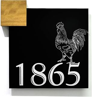 Modern Wall Hanging Sign - Black Aluminum (ACP) and Silver Fiber Laser Engraving - Rooster Decor - Rooster Wall Art - Farm House Sign Decor