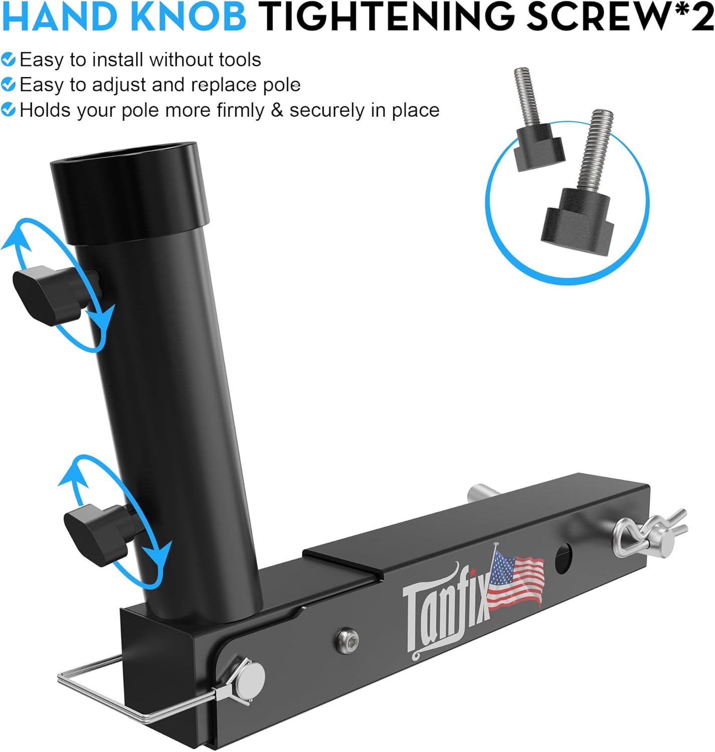 Foldable Hitch Mount Flagpole Holder | All Metal Heavy- Duty, Fits Standard 2" Trailer Hitch, Compatible with Jeep, Truck, SUV, RV, Pickup, Camper Trailer (ONE Flagpole) - Image 3