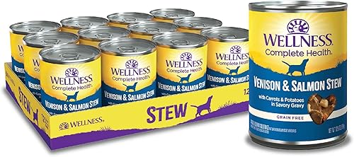 Comida enlatada para perros Wellness Espesa y con trocitos, natural, húmeda, sin granos, Azul