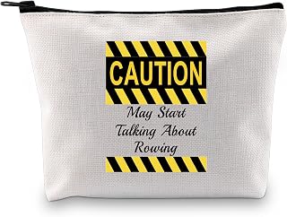 JXGZSO Funny Rowers Gift Caution May Start Talking About Rowing Makeup Bag Crew Rowing Coach Gifts Rowing Enthusiasts Gift, May Start Talking About Rowing
