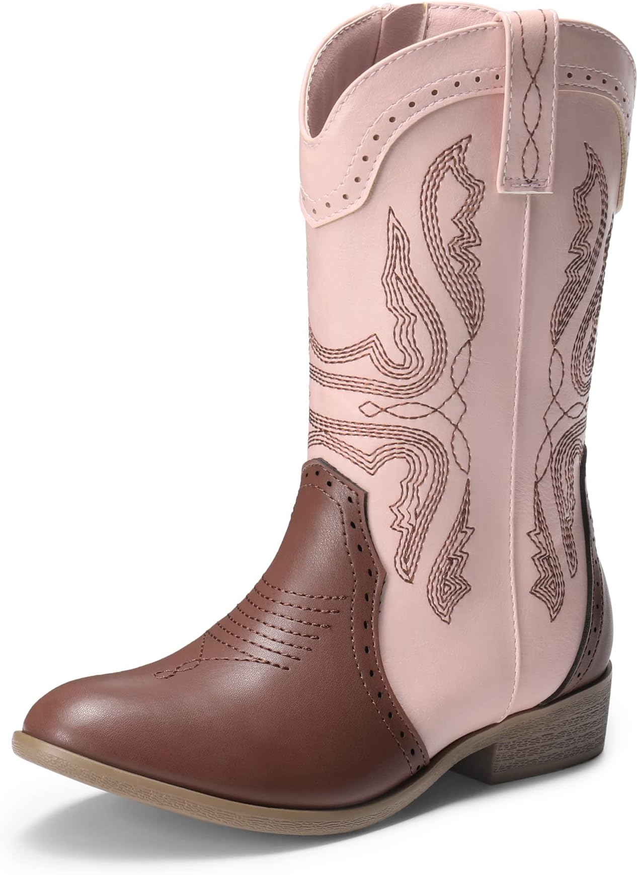Cowgirl Boots for Girls Boys Cowboy Boots Kids Western Embroidered Mid Calf Riding Shoes with Walking Heel Toddler/Little Kid/Big Kid