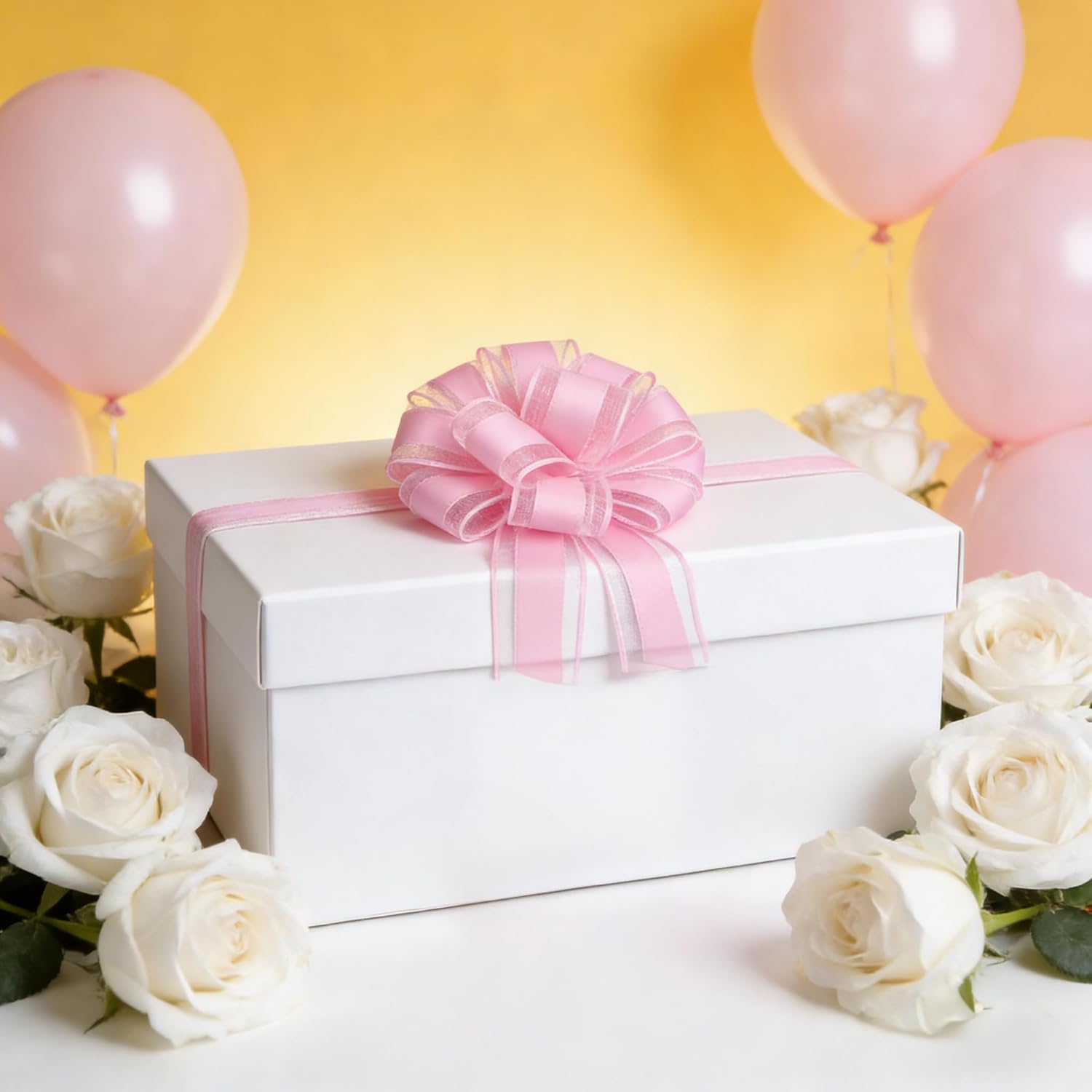 6 PCS Large Pull Bows 6 Inch Light Pink Bows for Gift Wrapping Wedding Basket Christmas Birthday Party Valentine's Day Gift Boxes and Flower Decorations - Image 5