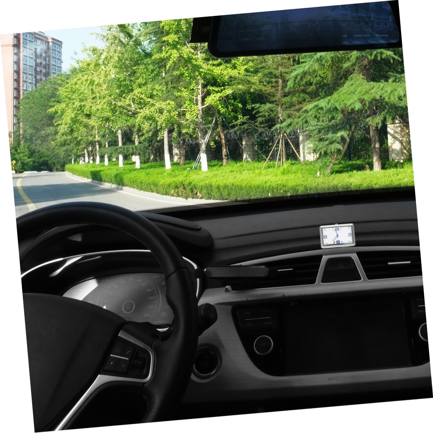 Square Adhesive Analog Car Clock for Dashboard Tiny Fluorescent Auto Timepiece with Self Stick Design Easy Installation for Cars Home Office Use Compact Stylish Ornament