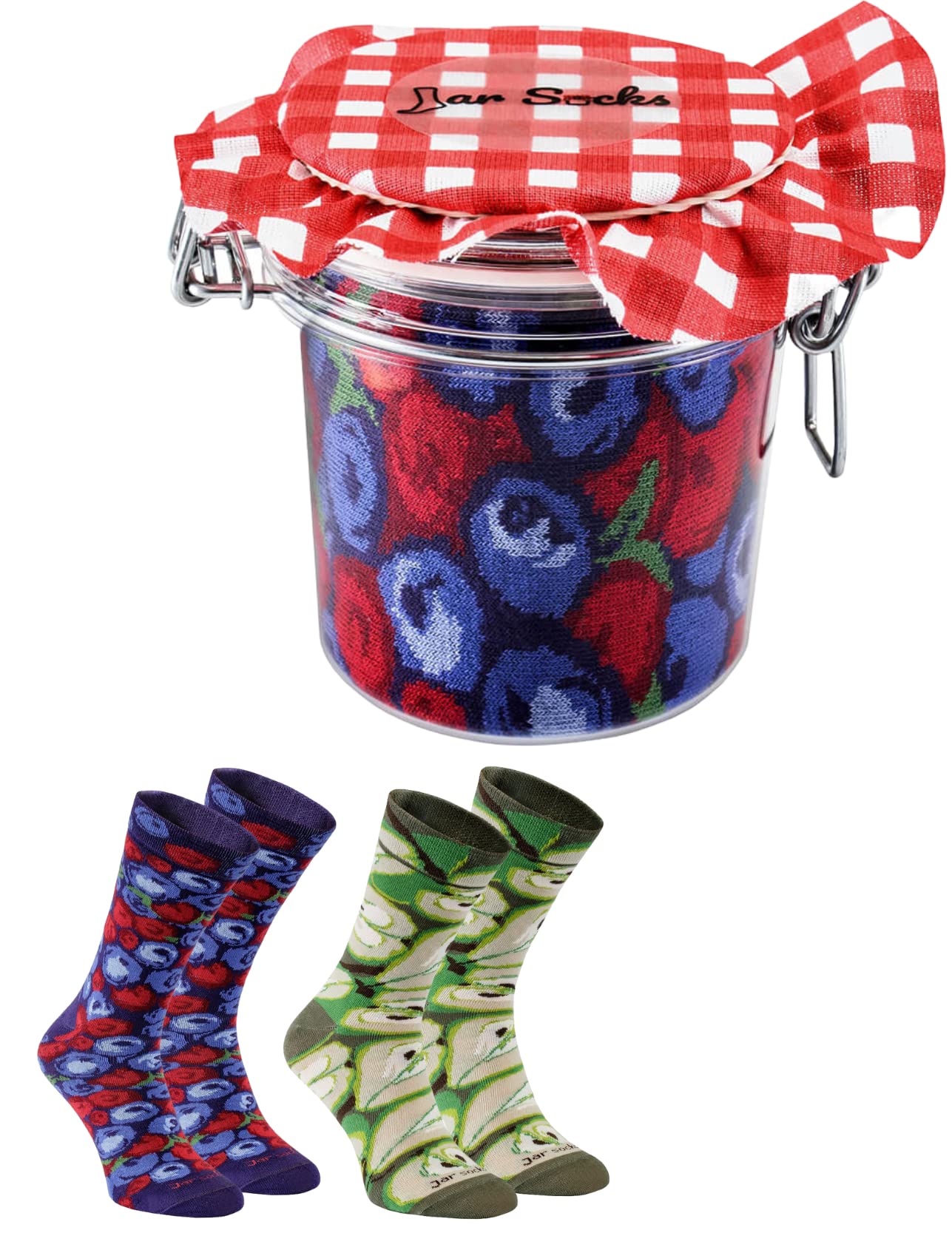 Rainbow Socks Men's Blueberries / Pears - And Socks In Jar Funny Gift Idea - 2 Pairs - Size 7,5-11