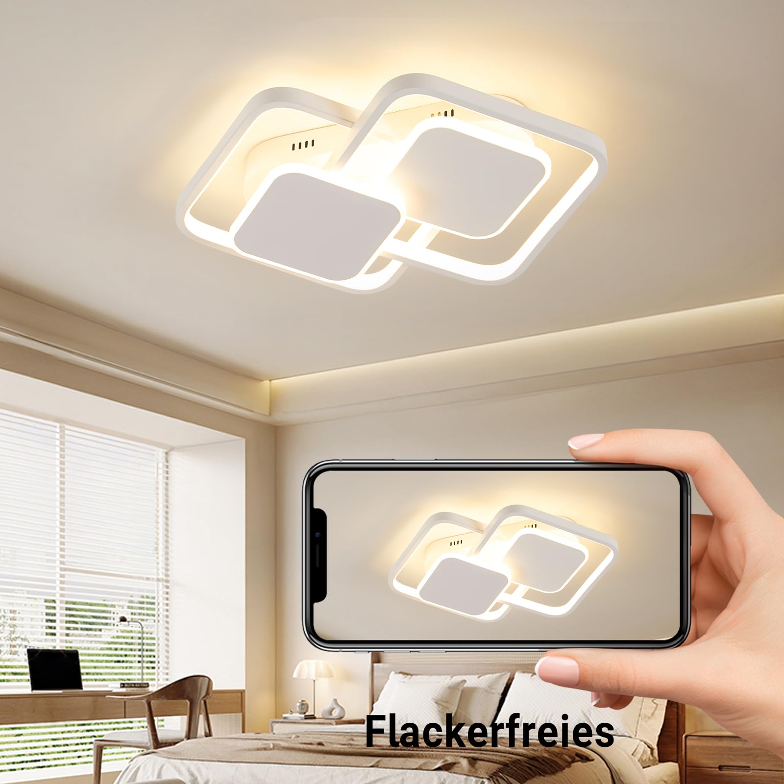 ANTENLICHT Plafon LED Techo de Metal 32W, Lámpara LED de Techo para Salón Regulable Continuamente 3000-6500K con Mando a Distancia y Función de Memoria, Luz de Techo Moderno para Dormitorio