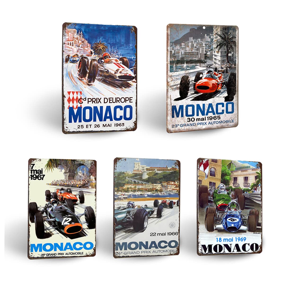 Plaque Métal Vintage Monaco Grand Prix - Déco Rétro Garage, Bar, 20x30cm