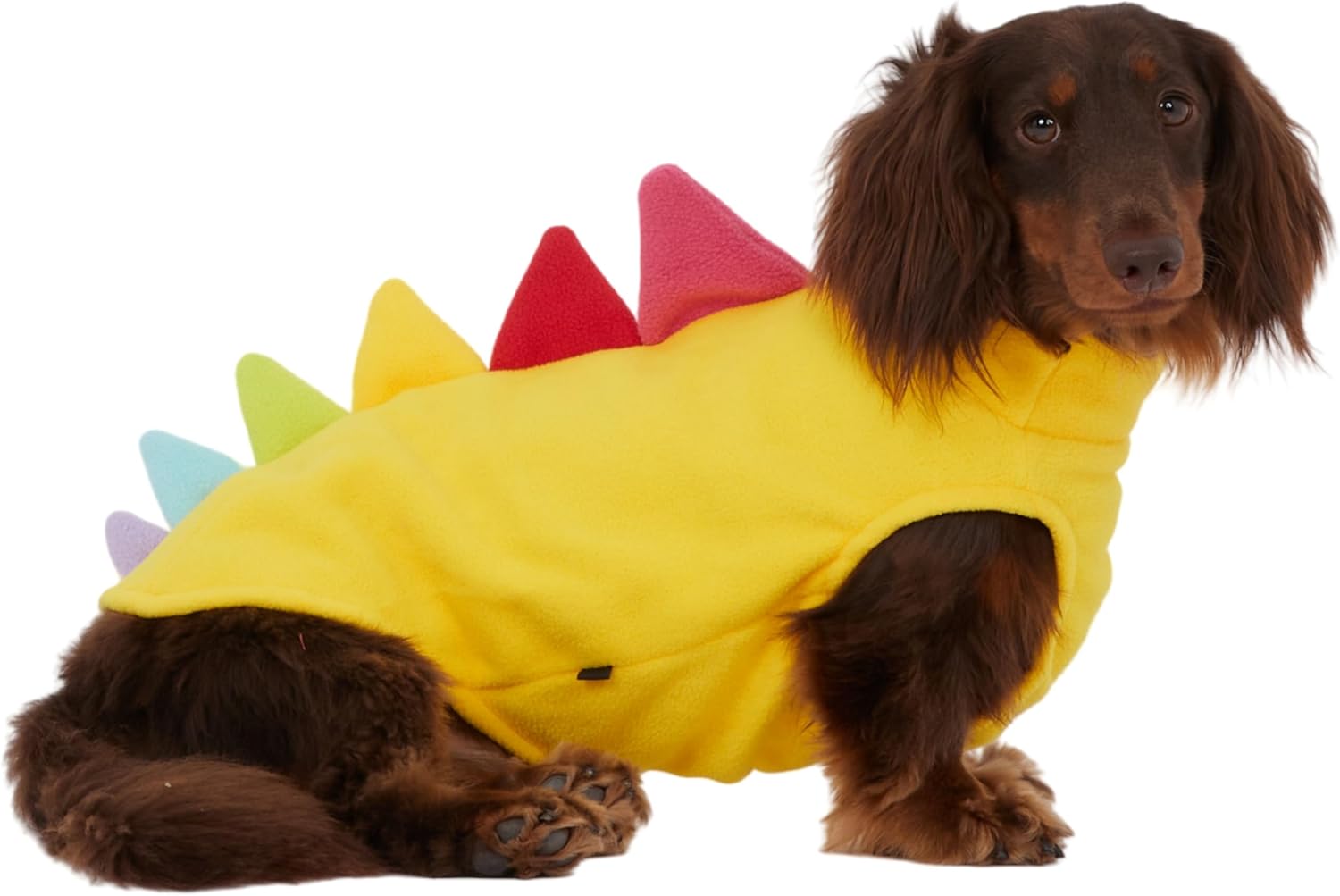 Italian Greyhound & Dachshund Dog Fleece Dinosaur Sleeveless Onesie, Cozy Turtleneck Costume Outfit for Mini Dachshund Italian Greyhound Whippets (Yellow, Medium)