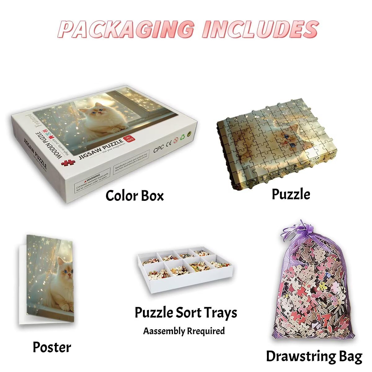 Puzzle 3000 Pezzi Gatto, Puzzle Animale per Adulti, Puzzles in Legno Intrattenimento Creativo, Divertimento, Puzzles Educativi Classici con Confezione di Alta Qualità Idea Regalo Donna Decor -3008