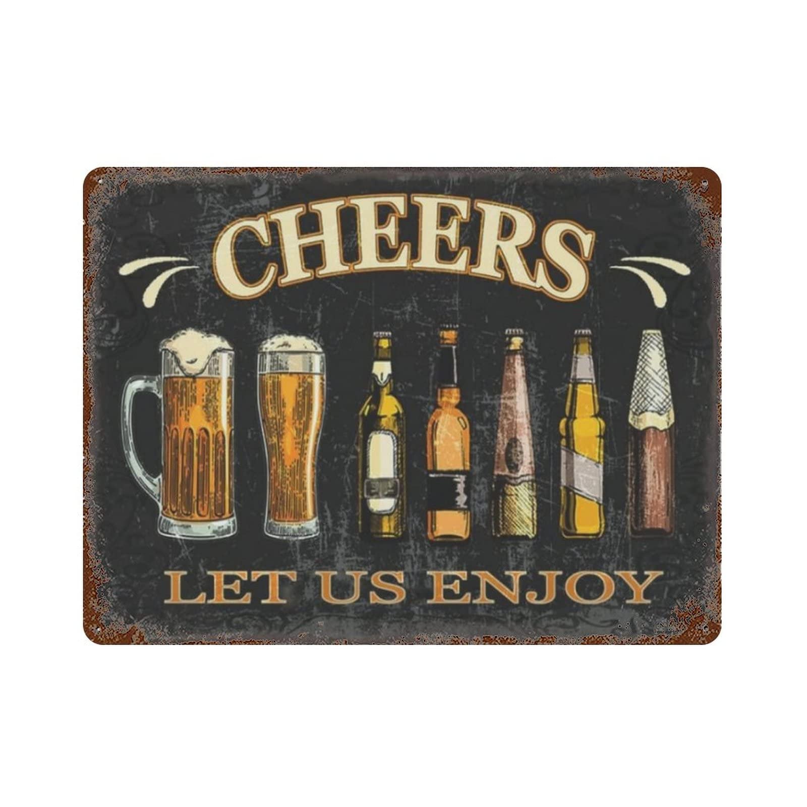 AOOEDM Cheers Metal Sign for Home Coffee Garage Wall Decor Vintage Poster Bar Signs for Home Bar Retro Metal Tin Sign