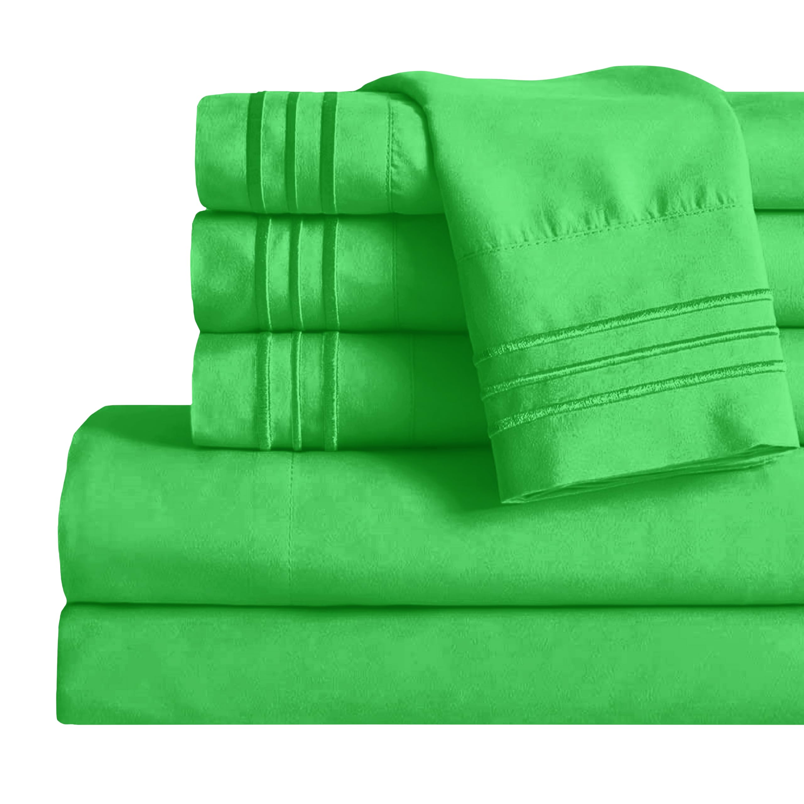 Mocassi Cali King Sheet Set- Luxury Hotel 1800 Premier Bedding Sheets &amp; Pillowcases- Ultra Soft Breathable &amp; Cooling Bed Sheets- Deep Pocket - Wrinkle Resistant- 6 Piece Set - Cali King, Emerald Green