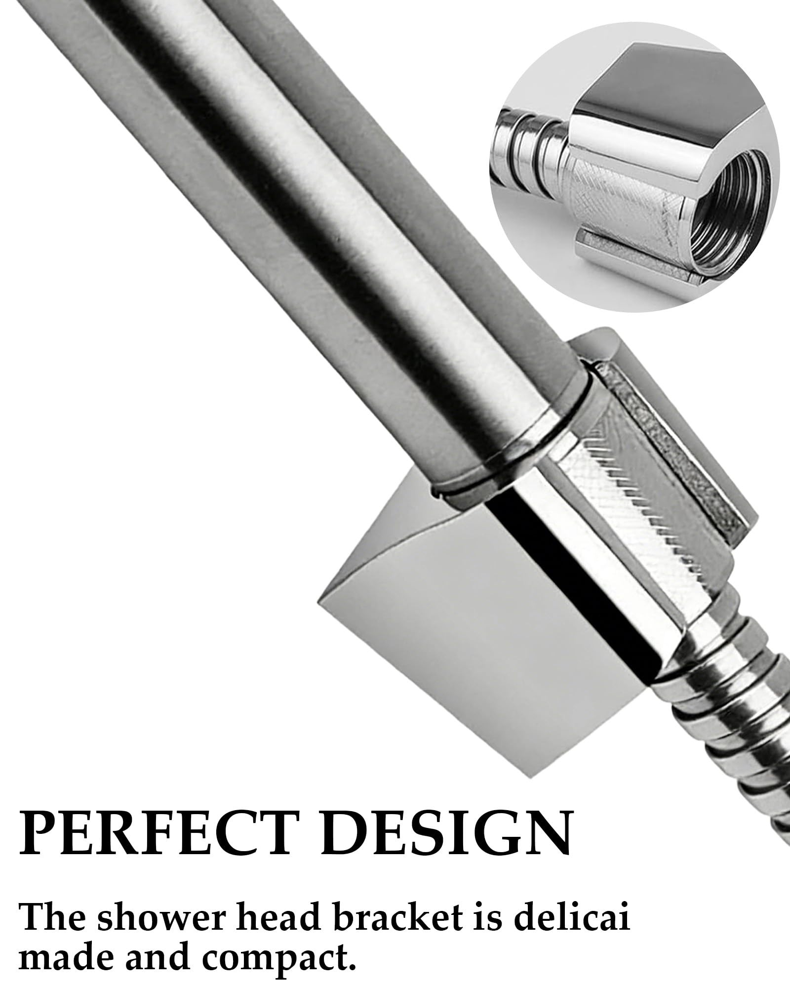 Aleación de Zinc Soporte de Ducha con Tornillos, Soporte Para Ducha de Baño, Plateado Cabezal de Ducha Soporte, Compatible con la Mayoría de Cabezales de Ducha