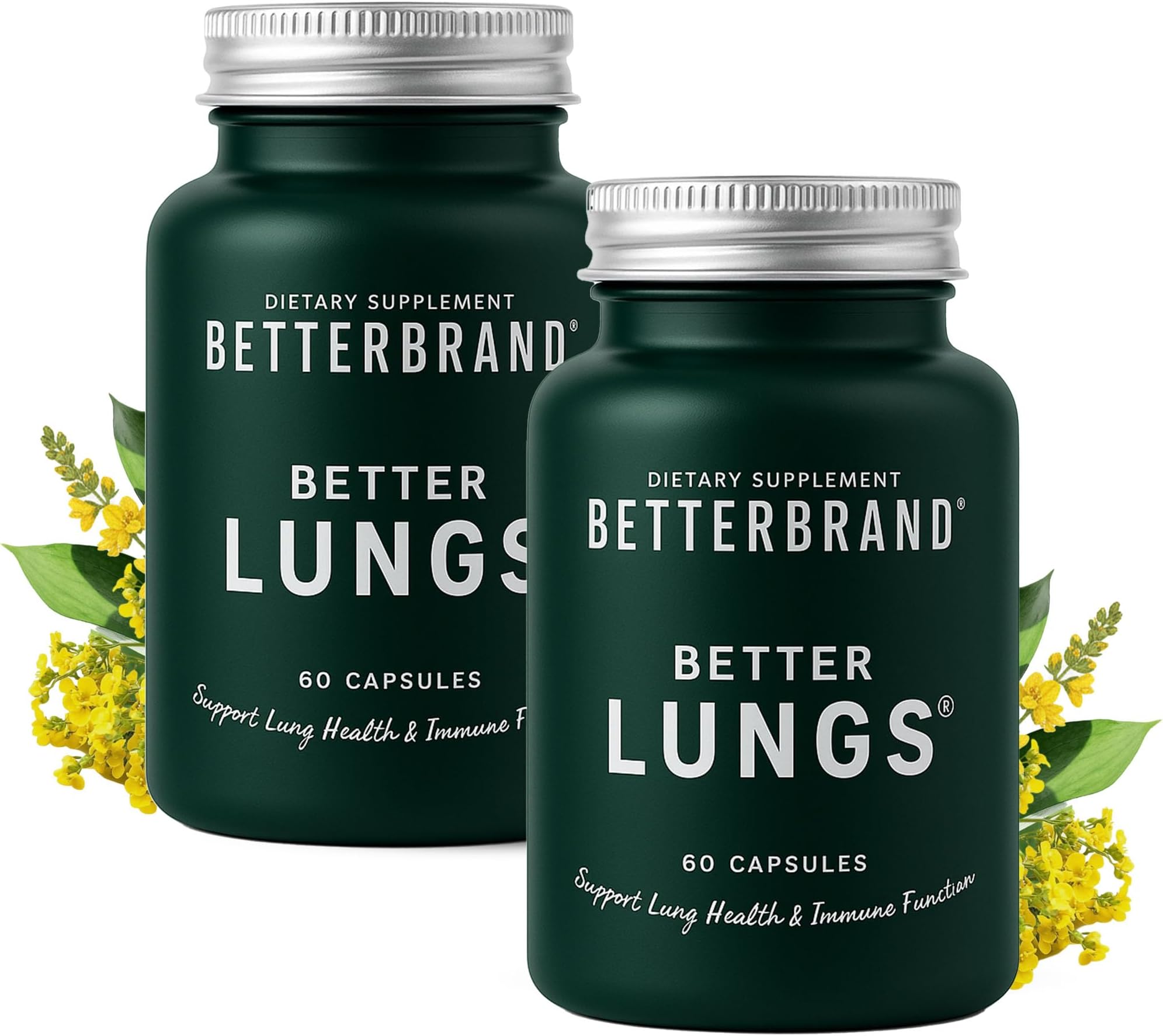 - Betterbrand BetterLungs Lung Support Supplement with NAC, Mullein Leaf for Smokers, Respiratory Health Formula with Elderberry, Vitamin D, Ginseng, Reishi Mushroom - 60 Capsules - Pack of 2
