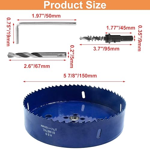 Vista 245 de Luomorgo - Sierra perforadora de 4 pulgadas/100 mm, acero de alta velocidad, profundidad de corte 1 1/4 pulgadas, adaptador de broca hexagonal