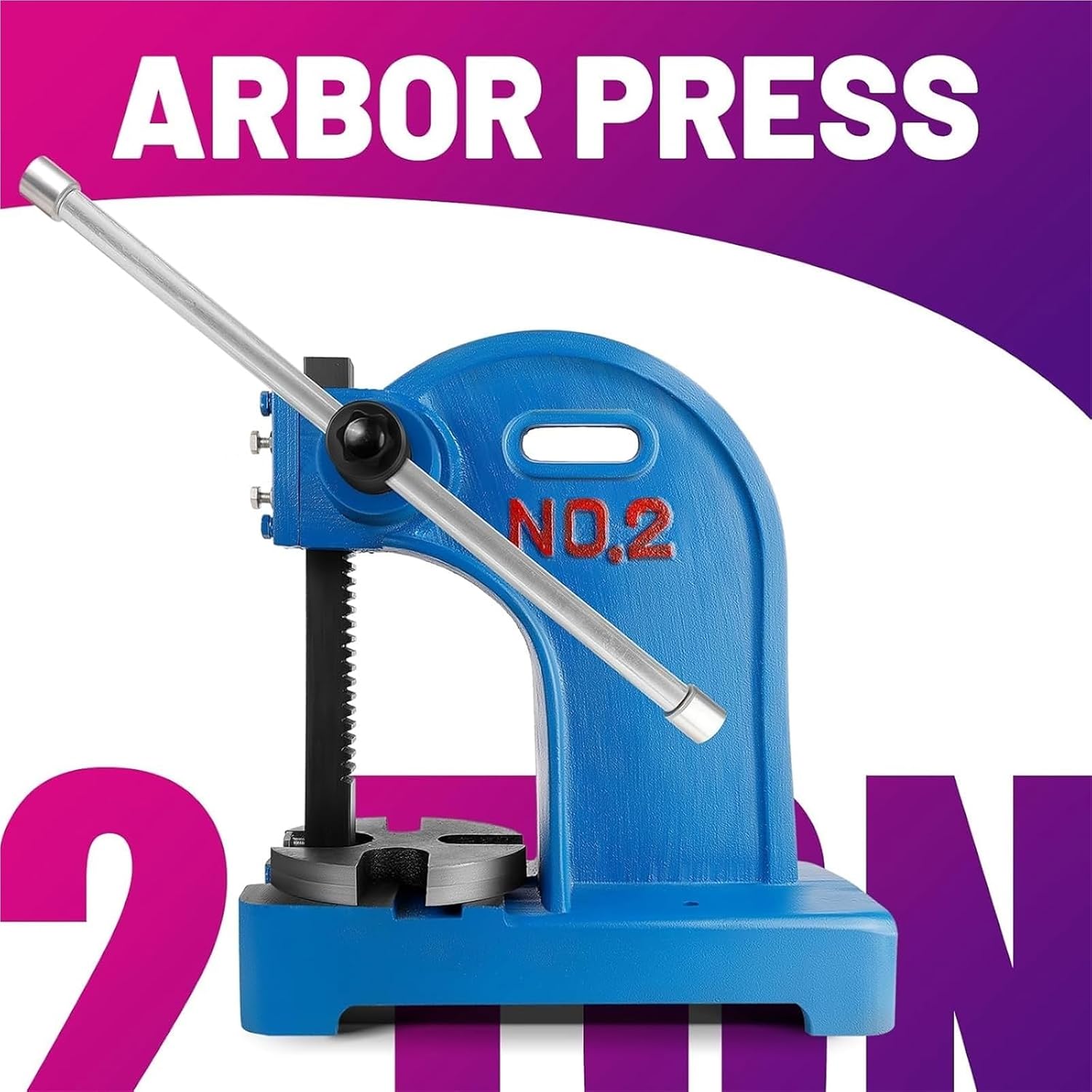 2 Ton Manual Arbor Press, Heavy Duty Cast Iron Bench Press | For Bending,Forming,Riveting,Effortless Operation, 17.32" Height,Ratchet Leverage Arbor Press with Handwheel