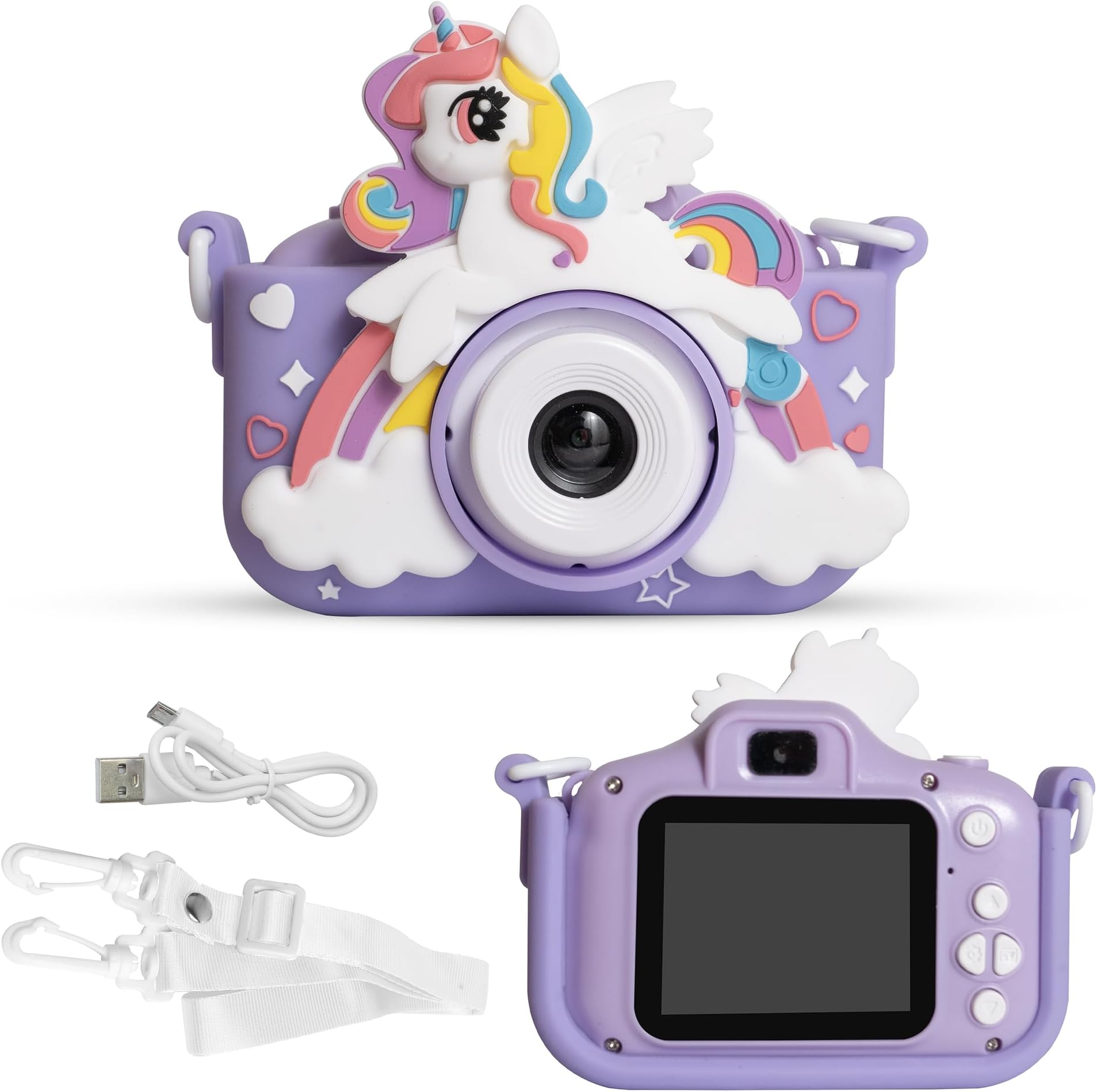 Kids Digital Camera 1080 Pixels HD Unicorn Mini Video Camcorder For Boys & Girls, Age 4, 5, 8-10| 2-Inch HD Screen, Selfie | Child-Safe Design | Expandable Up To 32GB (Purple)