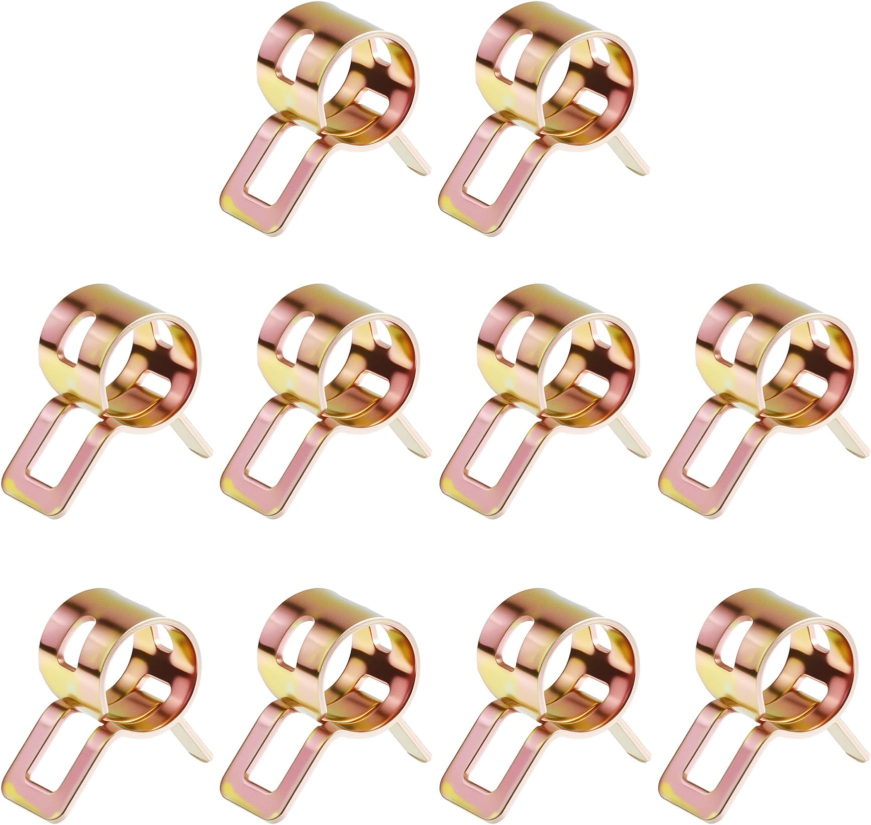 10 pcs Spring Band Type Clamp，7mm/0.28"ID Spring Hose Clips，Silicone Vacuum Hose Pipe Clamps Fasteners Assortment Kit for Fuel Line，Water Pipe and Low Air Tube