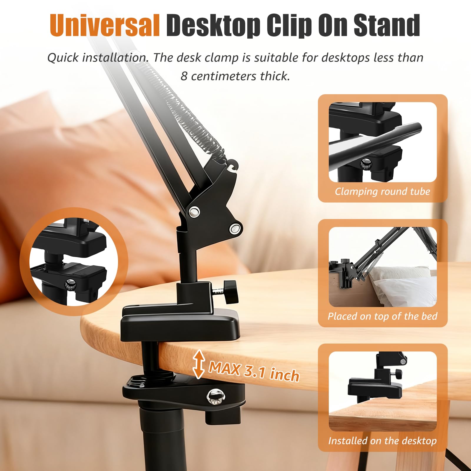Treppiede per telefono cellulare con LED Ring Light (26 cm), alimentato tramite USB, 3 modalità di colore, Ring Light anello luce girevole a 360° per fotocamera, trucco, trasmissione in diretta