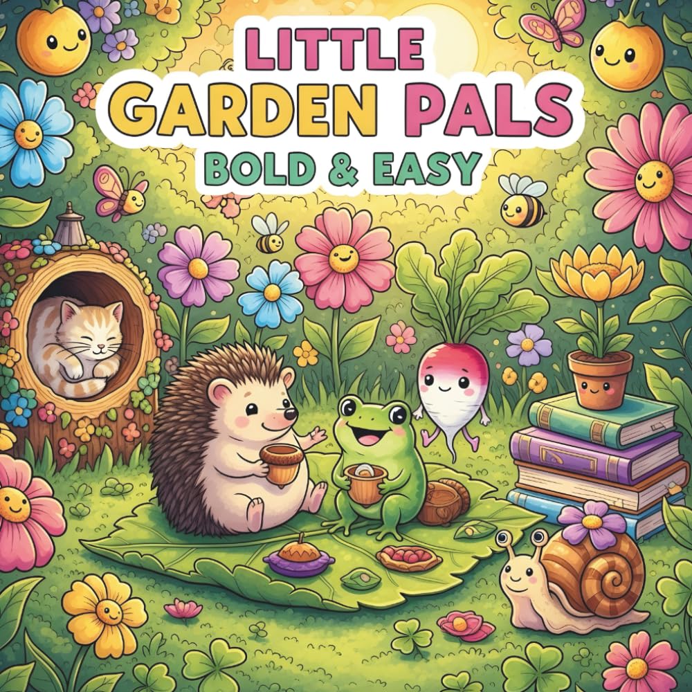 Little Garden Pals Bold & Easy: 50 Cozy & Simple Illustrations for Stress-Free Coloring